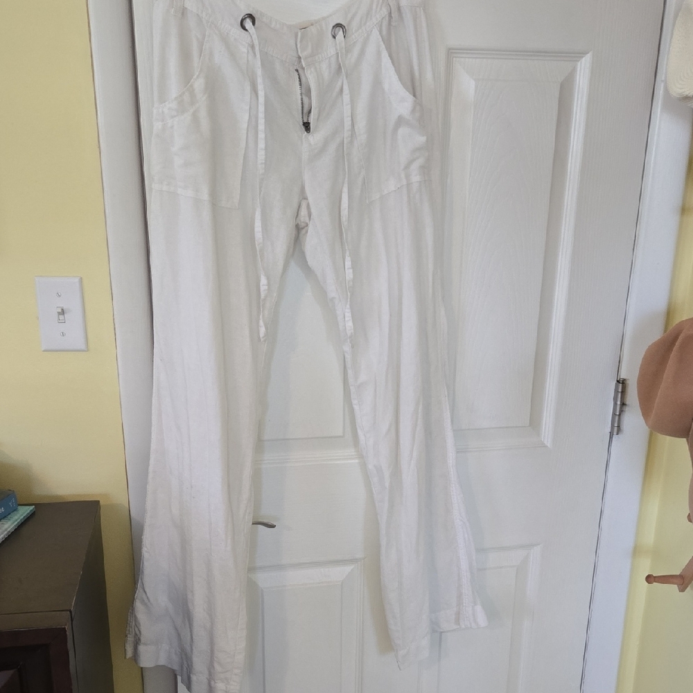 Converse White Linen Wide Leg Pants